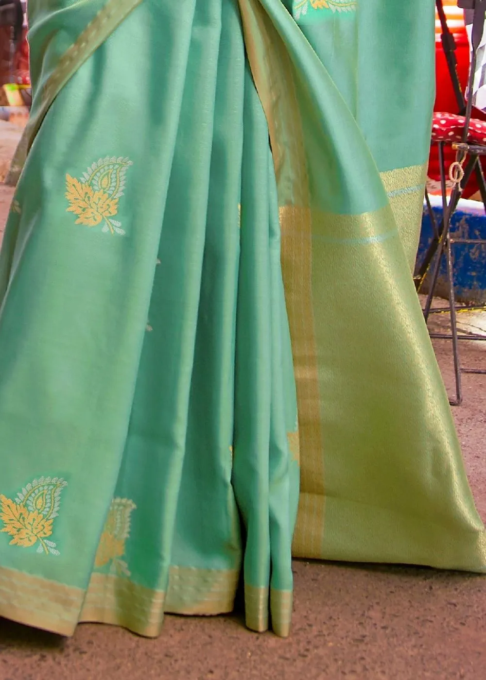 Fern Green Designer Wear Woven Banarasi Silk Saree