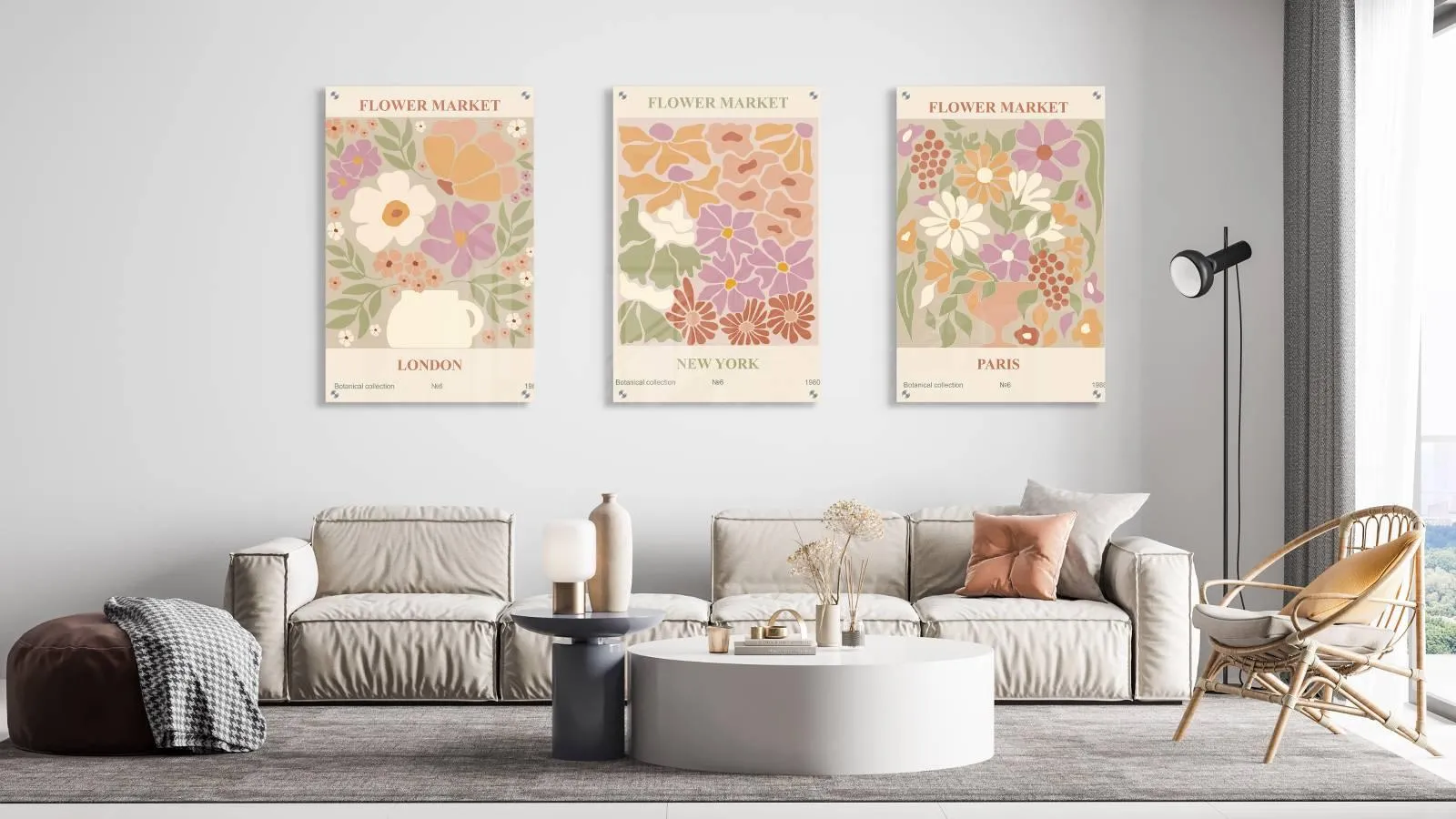 Floral Posters Design Set of 3 Prints Modern Wall Art Modern Artwork