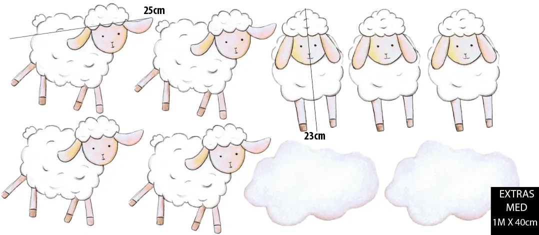 Flying Sheep Australian Design Hand Painted Peel & Stick, Removable Wall Decal. Nursery, Kids Playroom, Kids Teens Bedroom