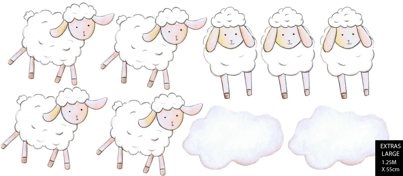 Flying Sheep Australian Design Hand Painted Peel & Stick, Removable Wall Decal. Nursery, Kids Playroom, Kids Teens Bedroom