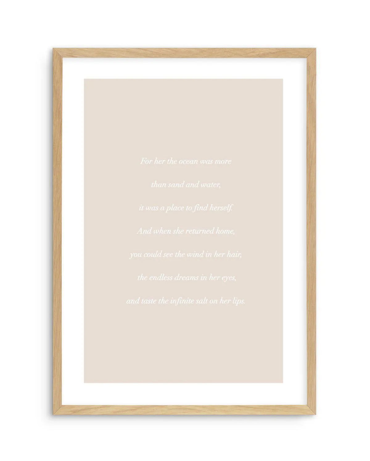 'For her, the Ocean' Poem Art Print