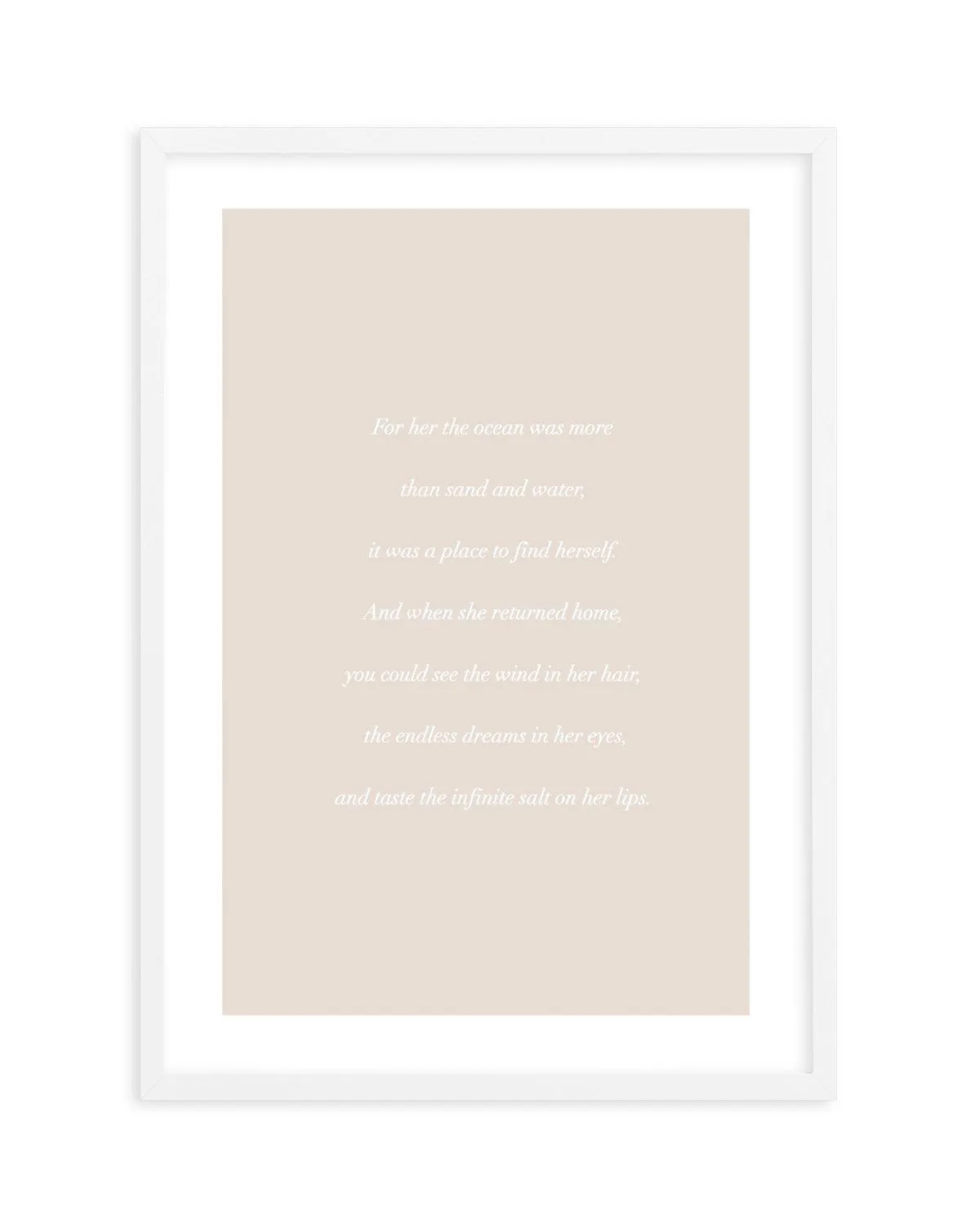 'For her, the Ocean' Poem Art Print