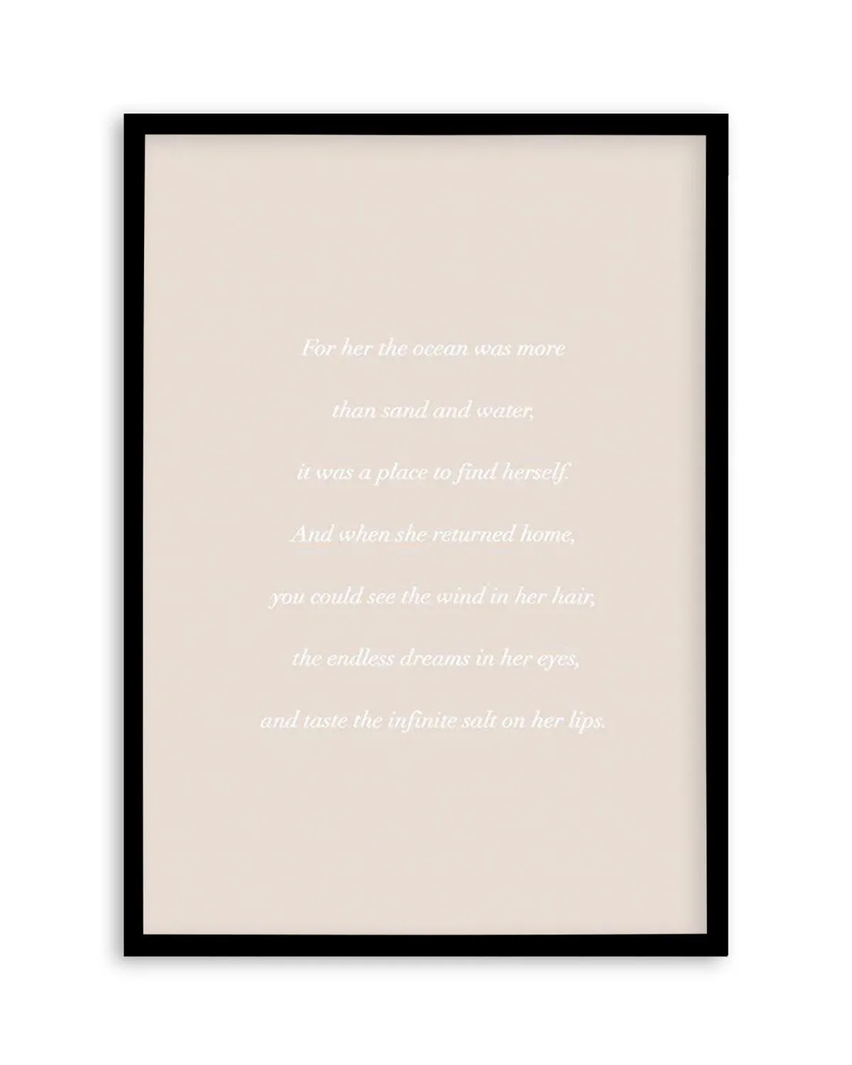 'For her, the Ocean' Poem Art Print