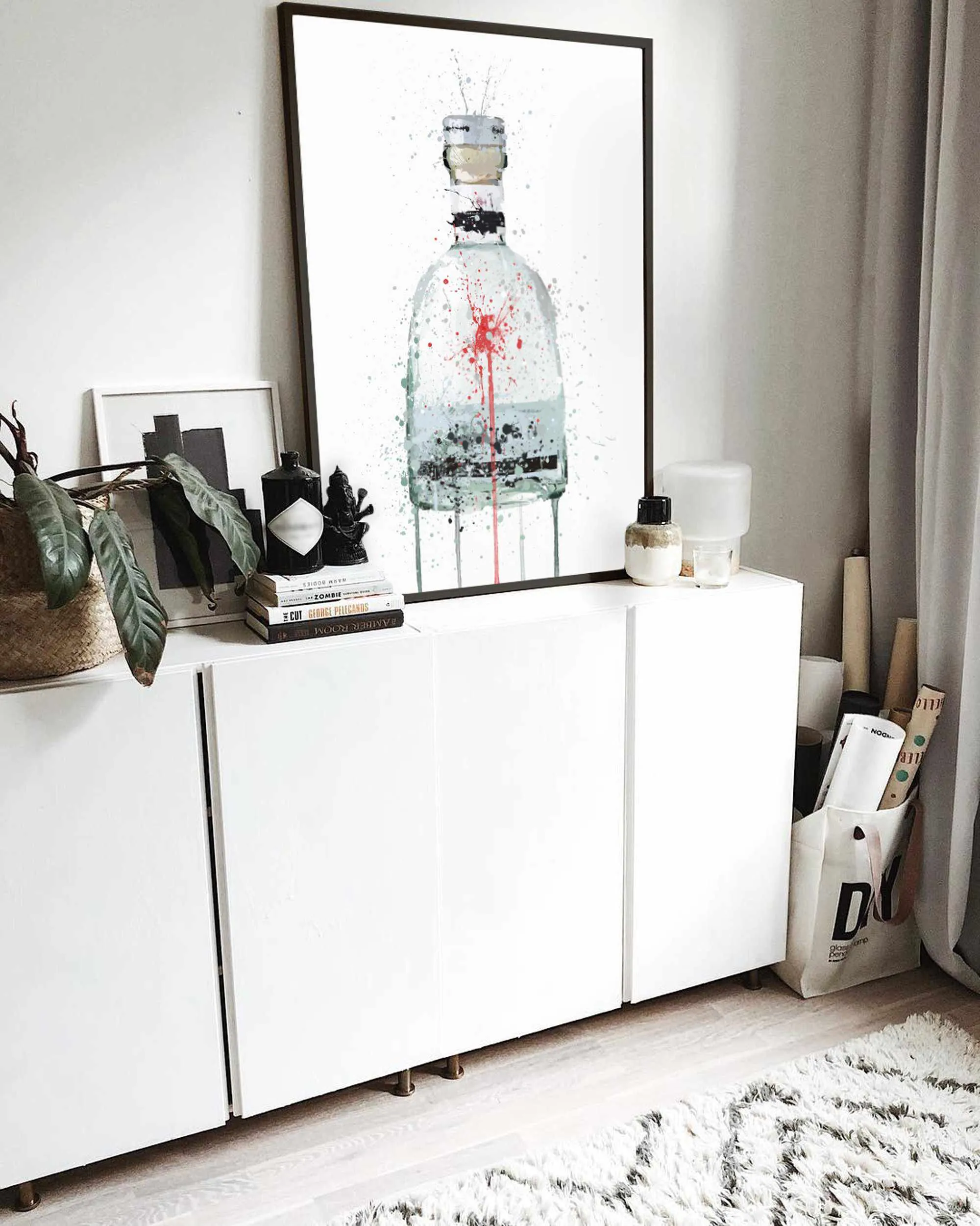 Gin Bottle Wall Art Print 'Silver Spey'