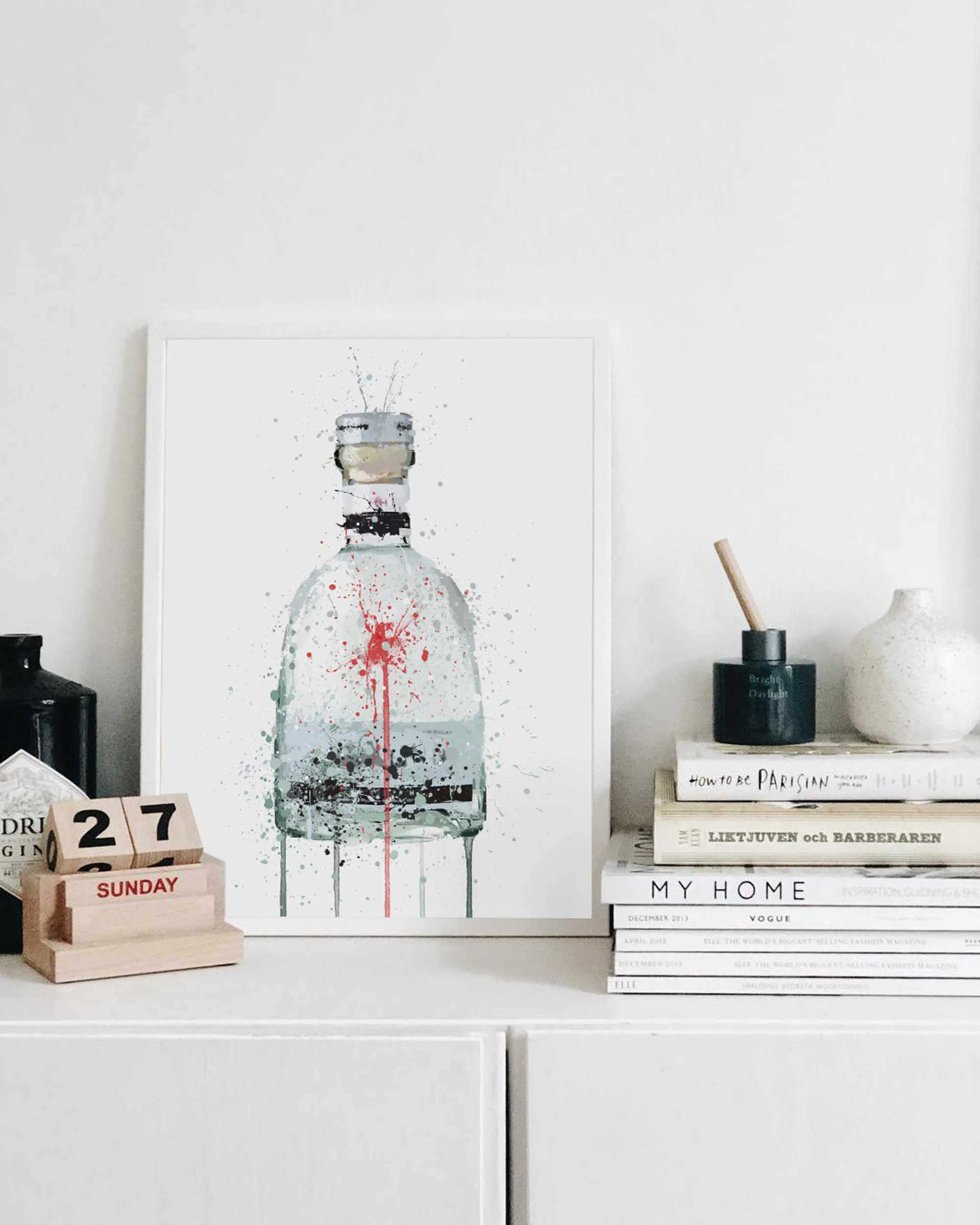 Gin Bottle Wall Art Print 'Silver Spey'