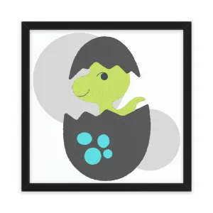 Green and Grey Dinosaur Egg Framed Poster