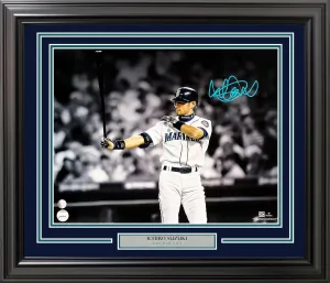 Ichiro Suzuki Autographed Framed 16x20 Photo Seattle Mariners Tokyo Dome Last Game IS Holo Stock #215842