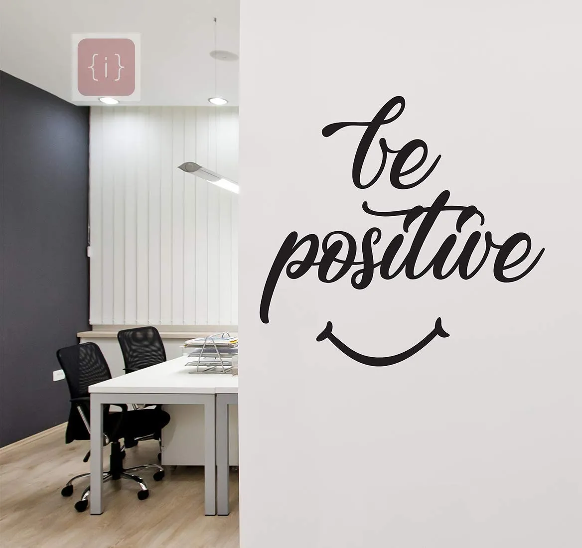 ISEE 360® Motivational Wall Stickers Office Door Study Room Students Kitchen Kids Bed Room Be Positive Vinyl Decals L x H 60 x 60 Cms