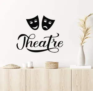 ISEE 360® Theater Drama Mask Wall Sticker for Living Drawing Bedroom Home Decor Vinyl Decal L X H 60 x 55 Cms