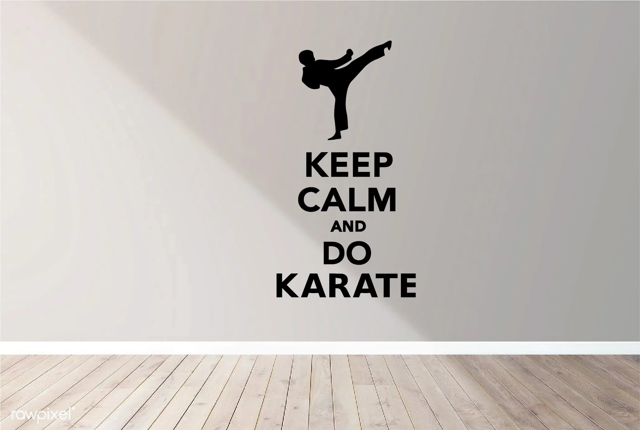 ISEE 360®Keep Calm and Do Karate Wall Stickers for Bedroom Living Room Pooja Room Home Decoration Vinyl Die Cut Wall Stickers L X H 26 X 48 Cms