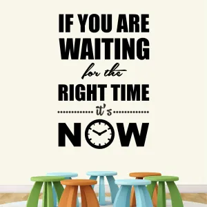 Kaushiki 'The Right Time Its Now- Office - Inspirational - Motivational - Quotes - Wall Sticker ' (Large Multi Colour, Vinyl - 70cm X 50 cm) Desg - 70