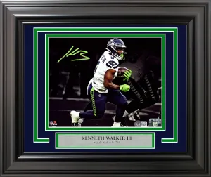 Kenneth Walker III Autographed Framed 8x10 Photo Seattle Seahawks Beckett BAS Witness Stock #214089