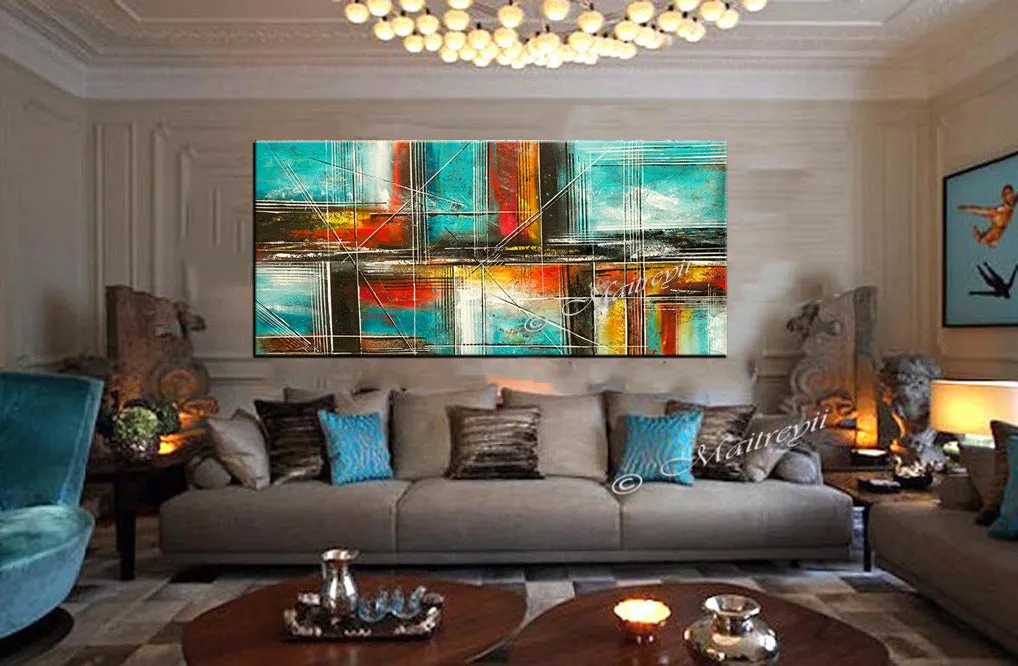 Large Modern Art Oil Painting on Canvas - Modern Wall Art Color Illusion