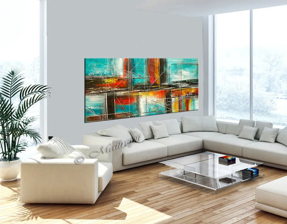 Large Modern Art Oil Painting on Canvas - Modern Wall Art Color Illusion