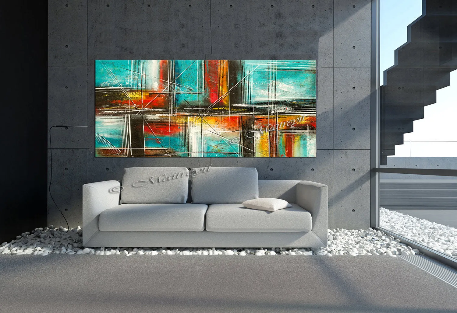 Large Modern Art Oil Painting on Canvas - Modern Wall Art Color Illusion