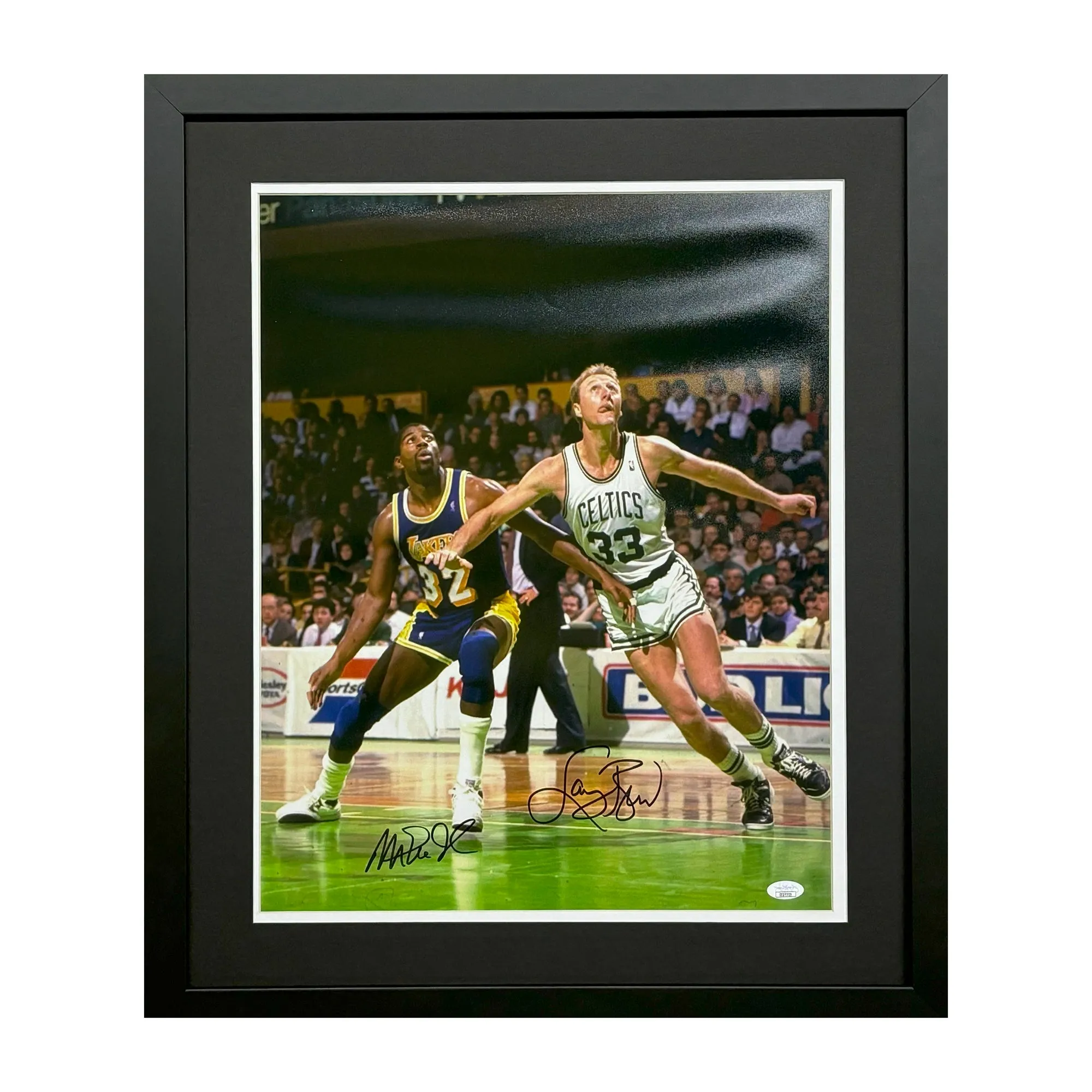 Larry Bird and Magic Johnson Signed Celtics/Lakers Framed 16x20 Photo