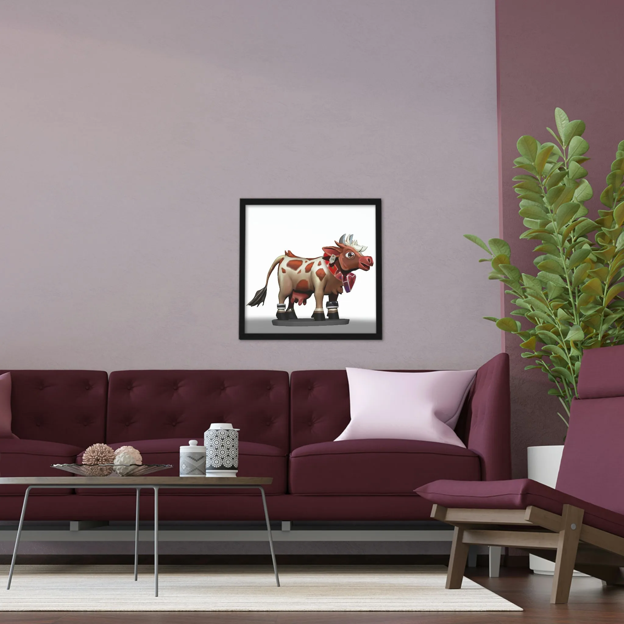 Light Brown Cow Framed Poster