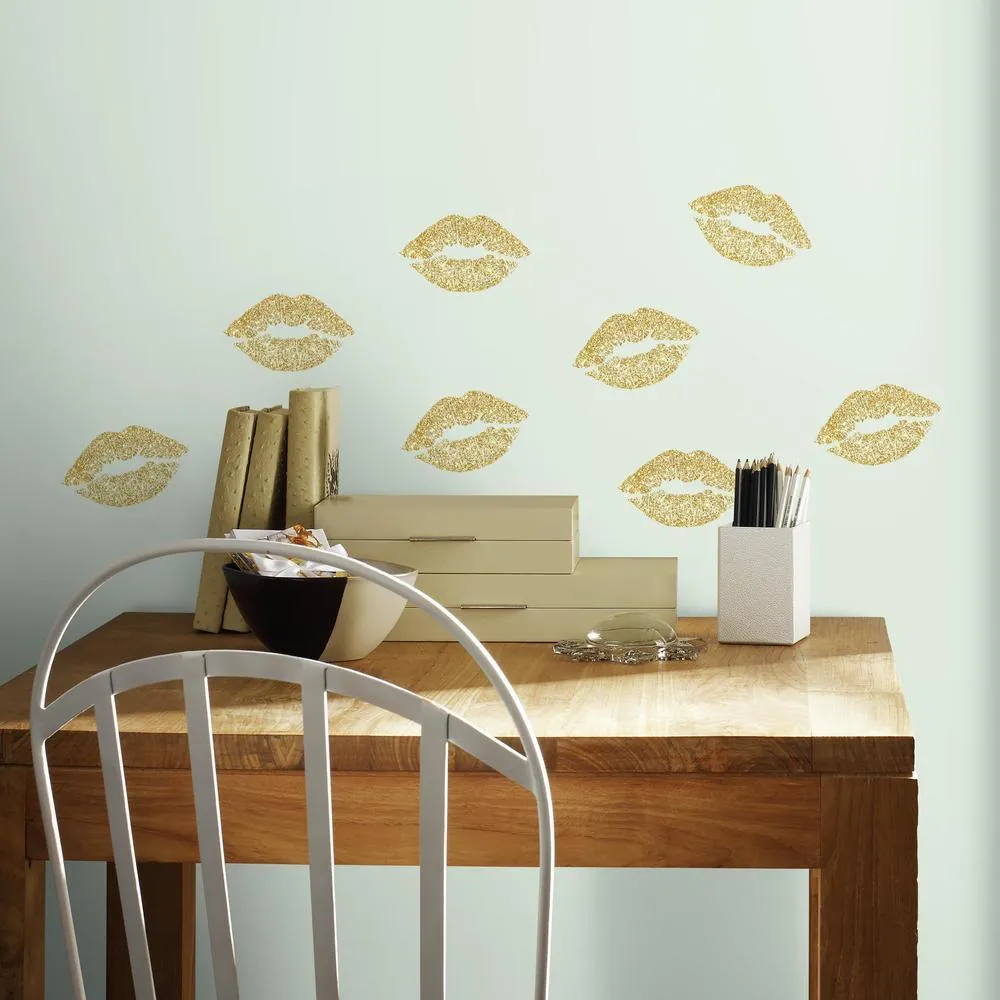 Lip Peel and Stick Wall Decals with Glitter