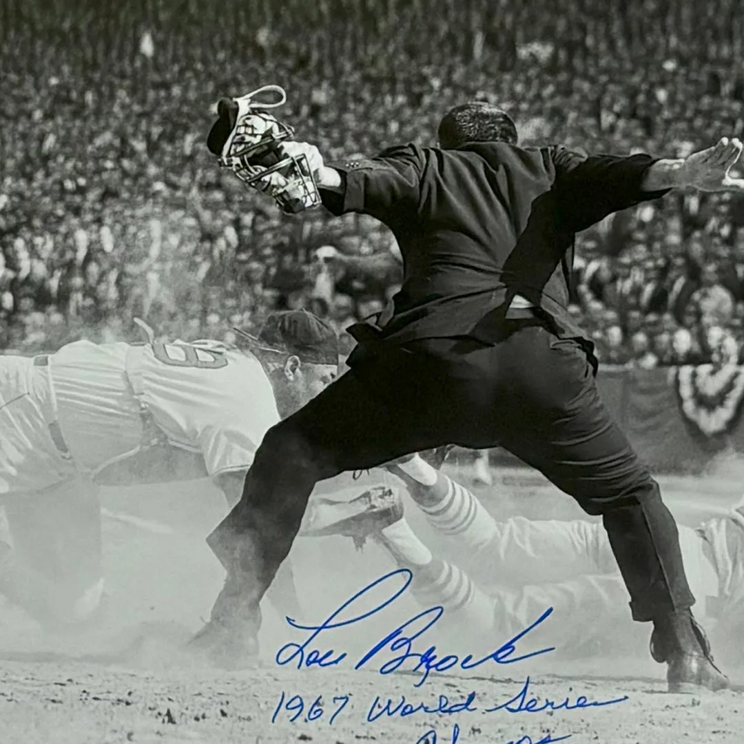 Lou Brock 1967 Word Series Champs Hand Signed & Framed Cardinals 16x20 Baseball Photo