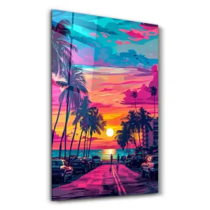 MiaMi Sunset | Designers Collection Glass Wall Art