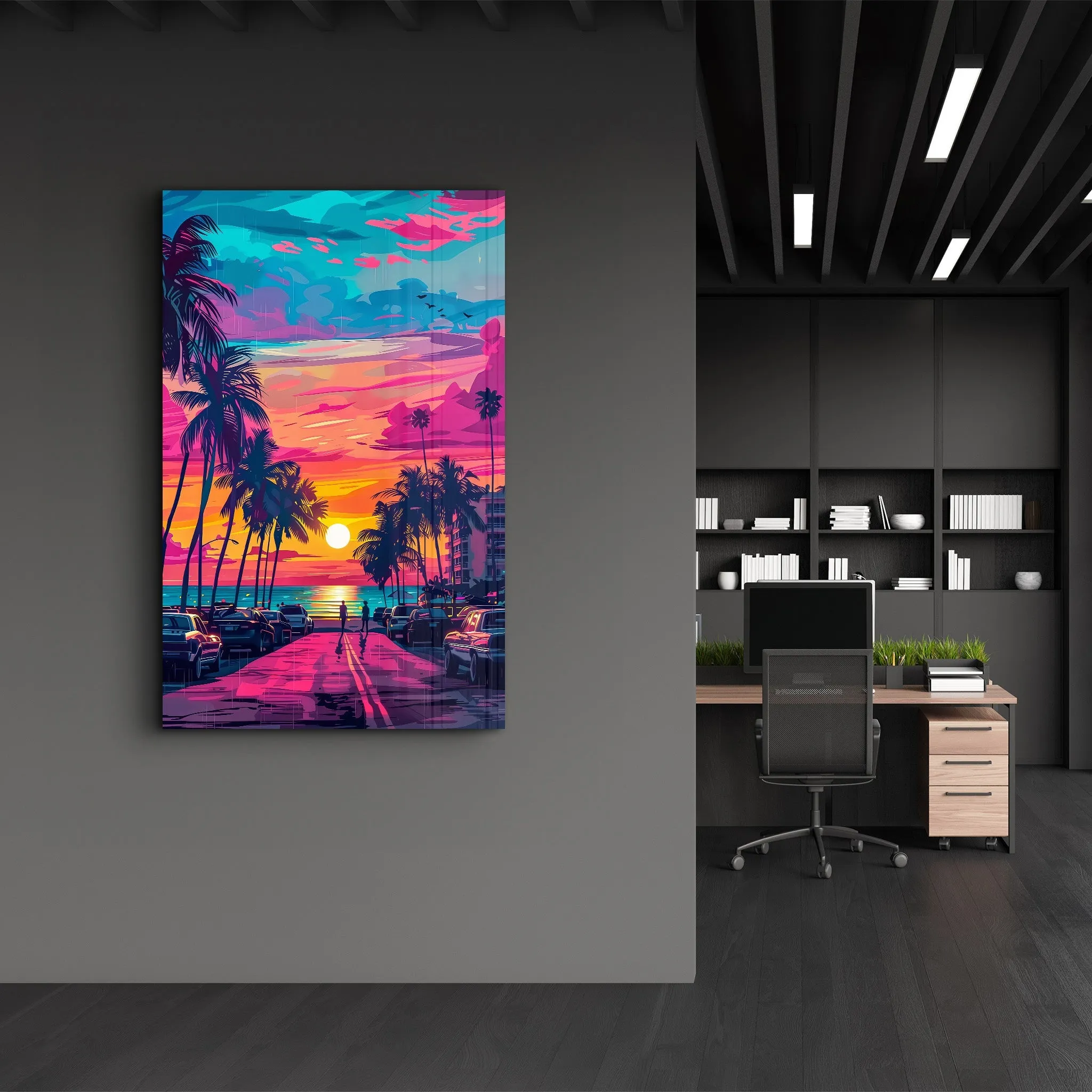 MiaMi Sunset | Designers Collection Glass Wall Art