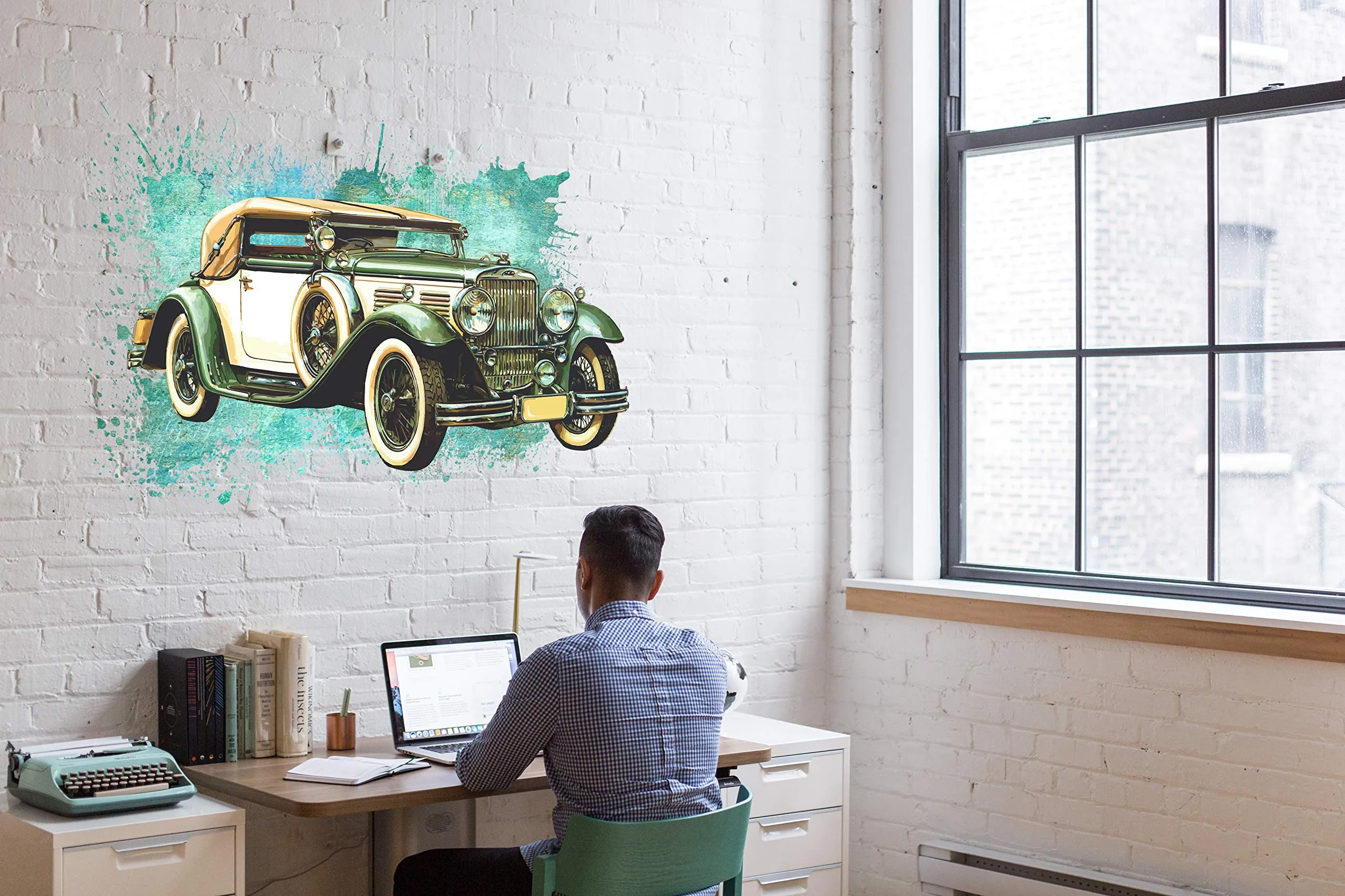 MINTKRAFT Vinyl Vehicles Wall Sticker, 40 x 30 cm, Blue Green