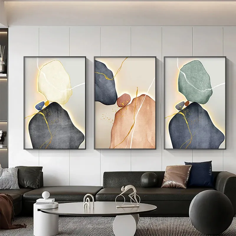 Modern Abstract Nordic Zen Pebbles Wall Art Fine Art Canvas Prints Neutral Tones Geomorphic Design Pictures For Contemporary Interiors