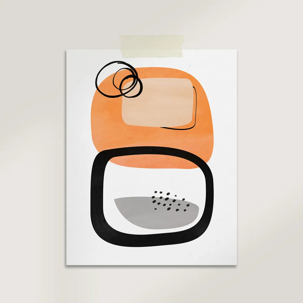 Modern Wall Art - Abstract Orange Black Design