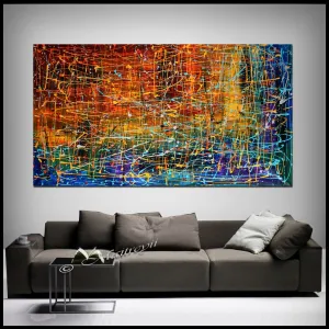 Multicolored Abstract Painting Jackson Pollock Style Art - Embracing Fire