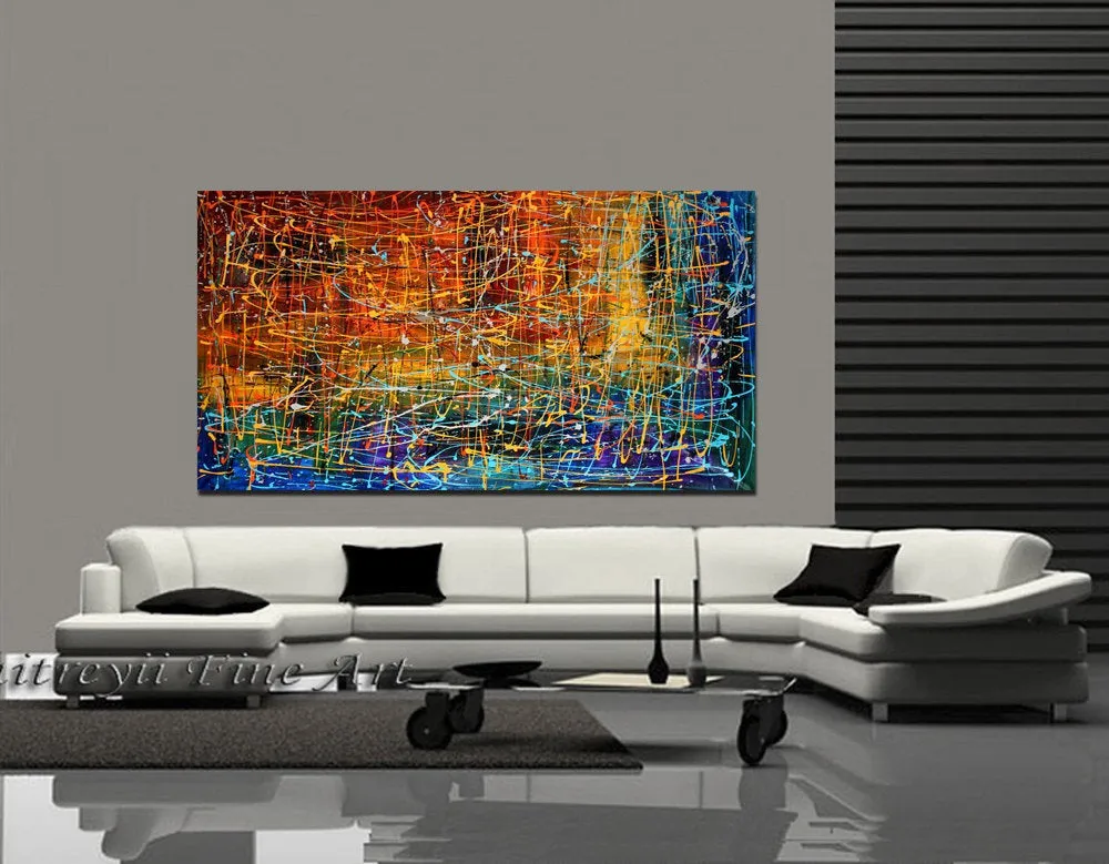 Multicolored Abstract Painting Jackson Pollock Style Art - Embracing Fire