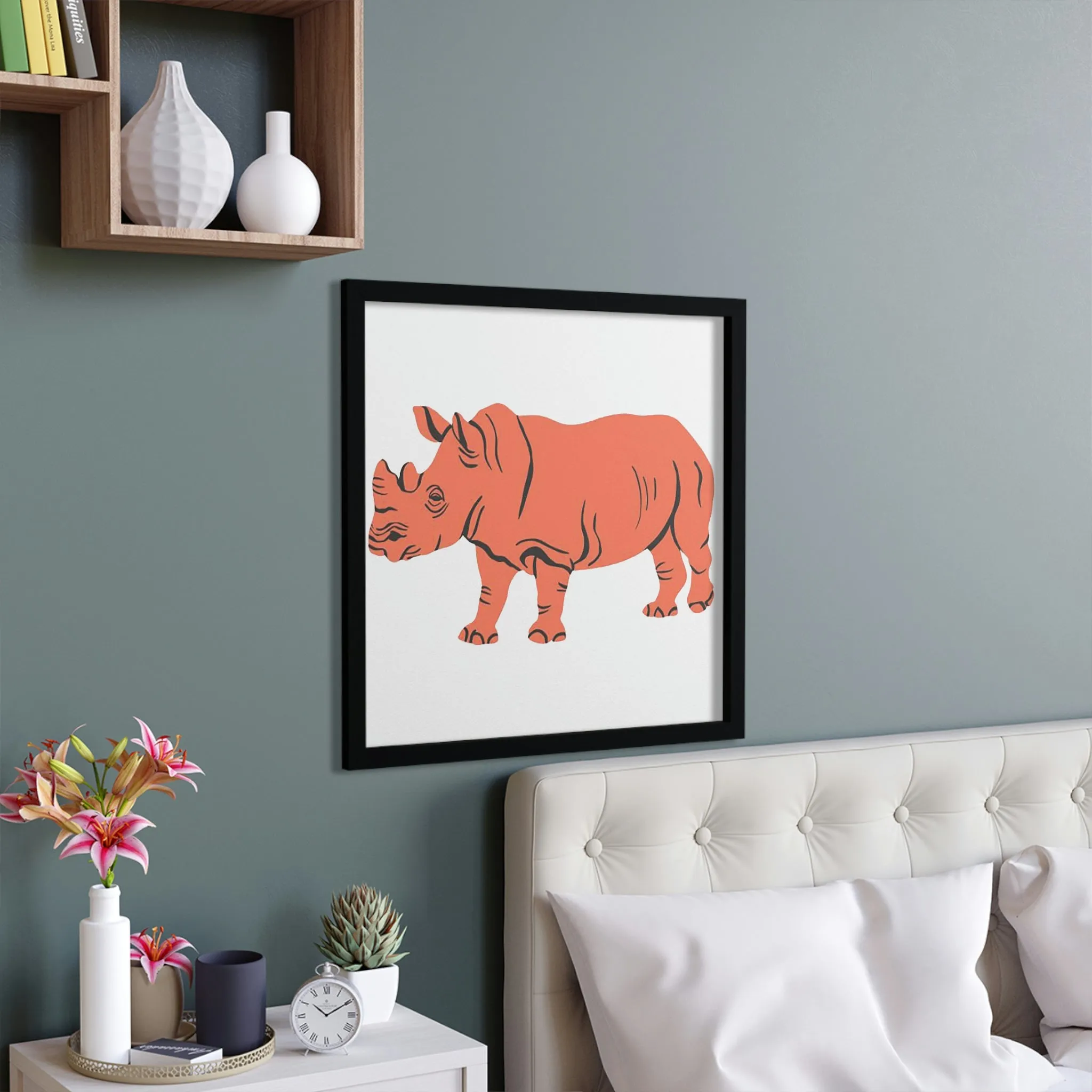 Orange Rhino Framed Poster