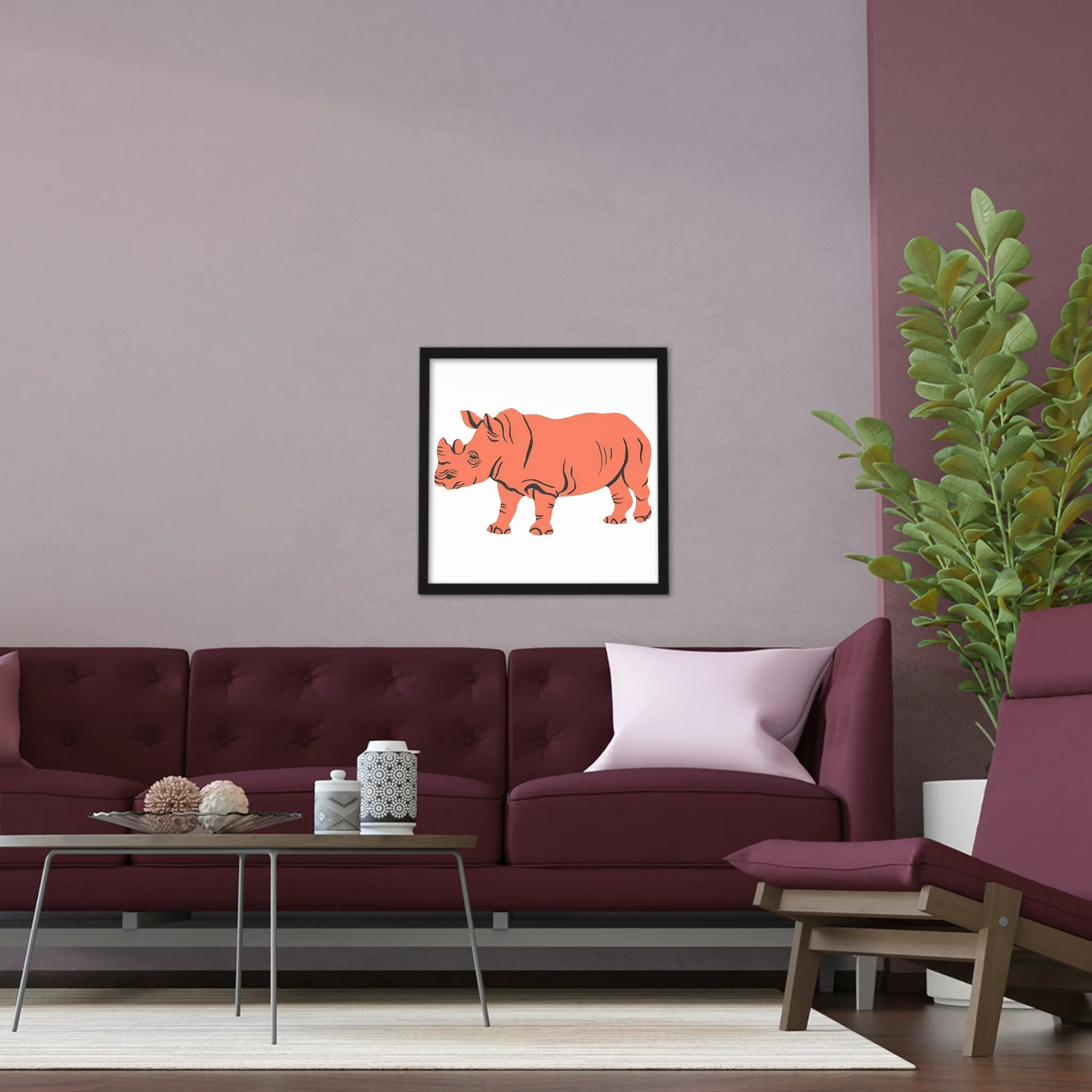 Orange Rhino Framed Poster