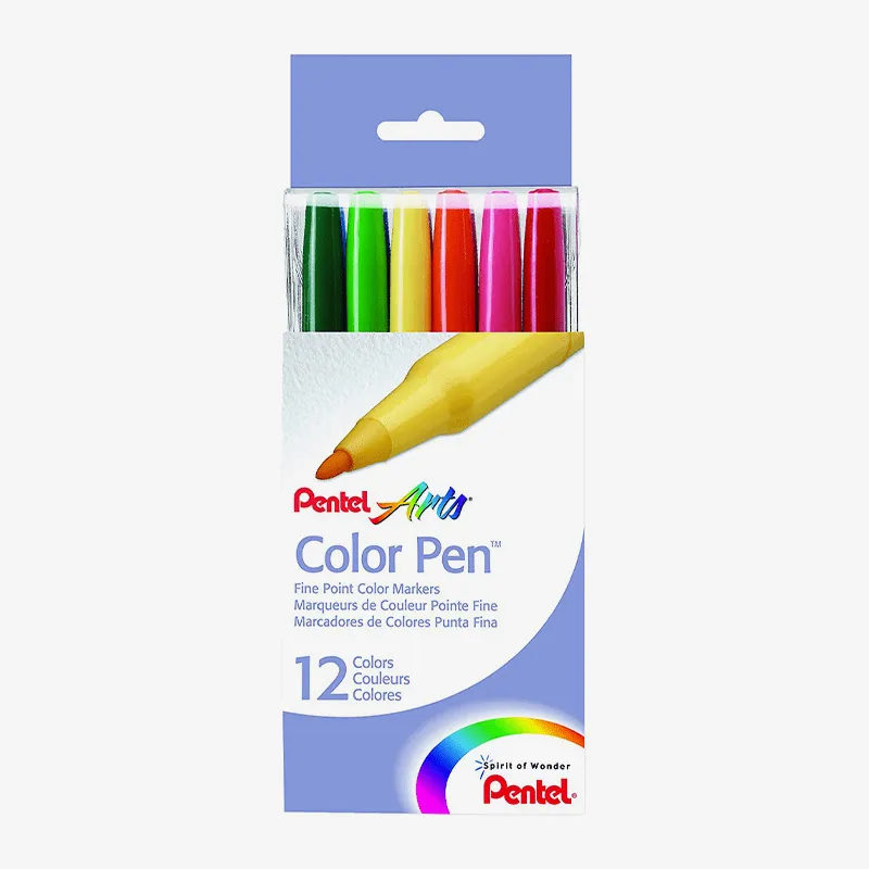 Pentel Art Color Pen Marker Set Of 12 Pieces