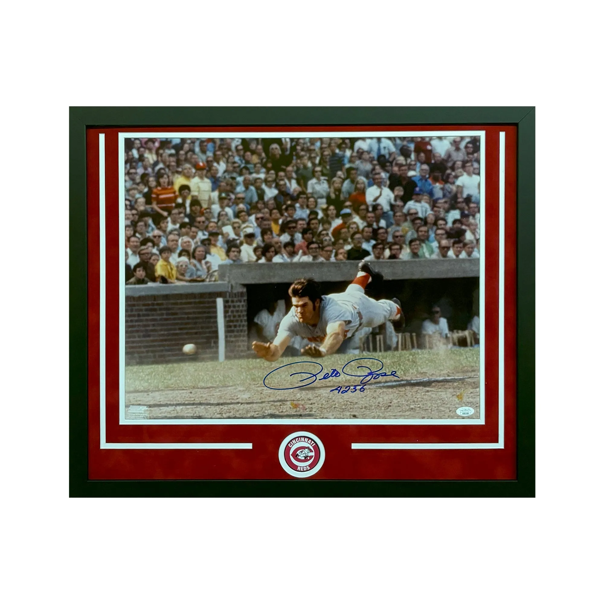 Pete Rose Hand Signed & Framed Cincinnati Reds 16x20 Baseball Photo