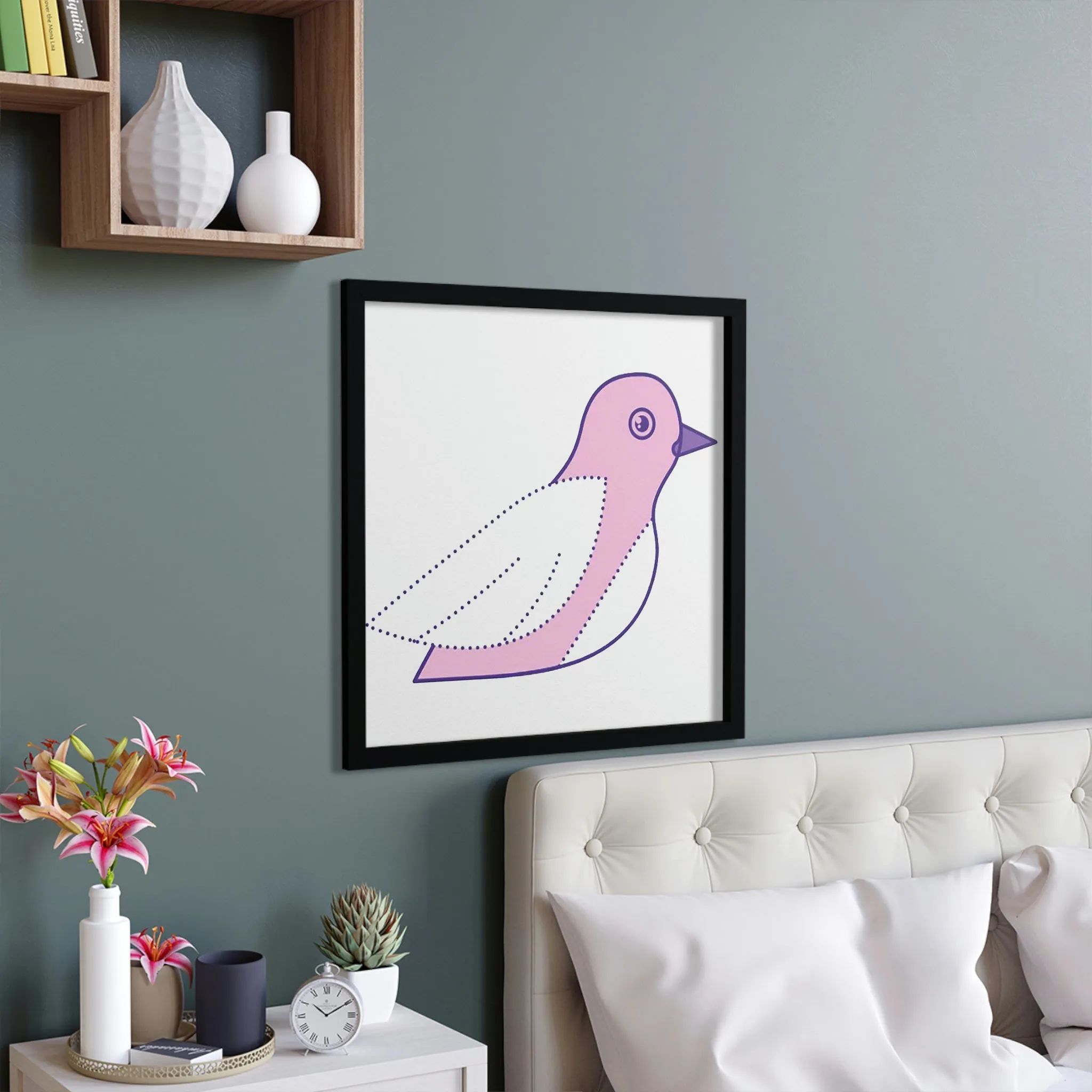 Pink and Purple Bird Framed Poster