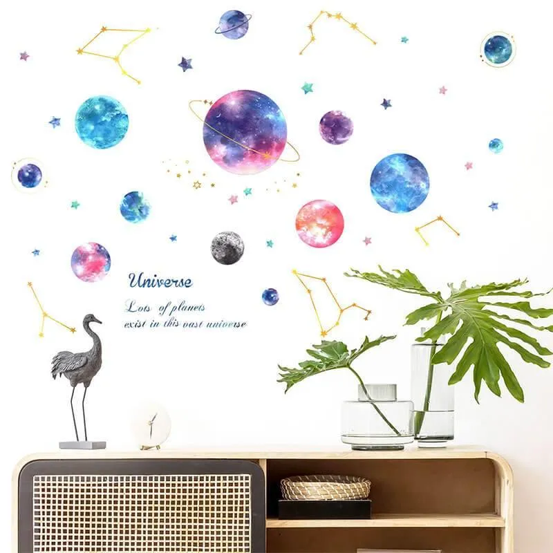 Planets in Universe Peel and Stick Wall Decals