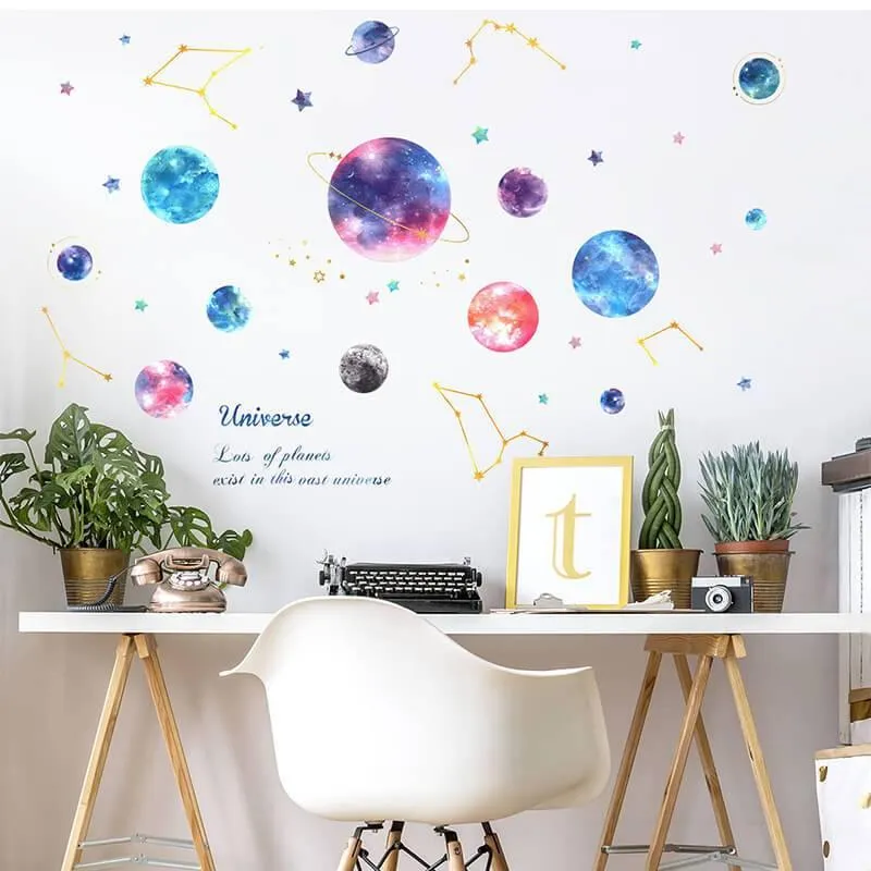 Planets in Universe Peel and Stick Wall Decals