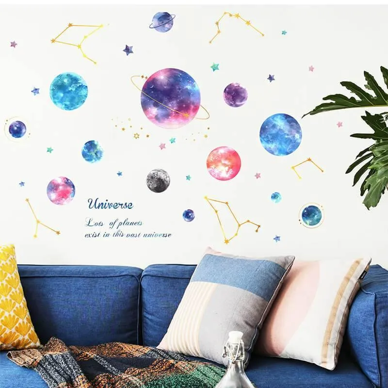 Planets in Universe Peel and Stick Wall Decals