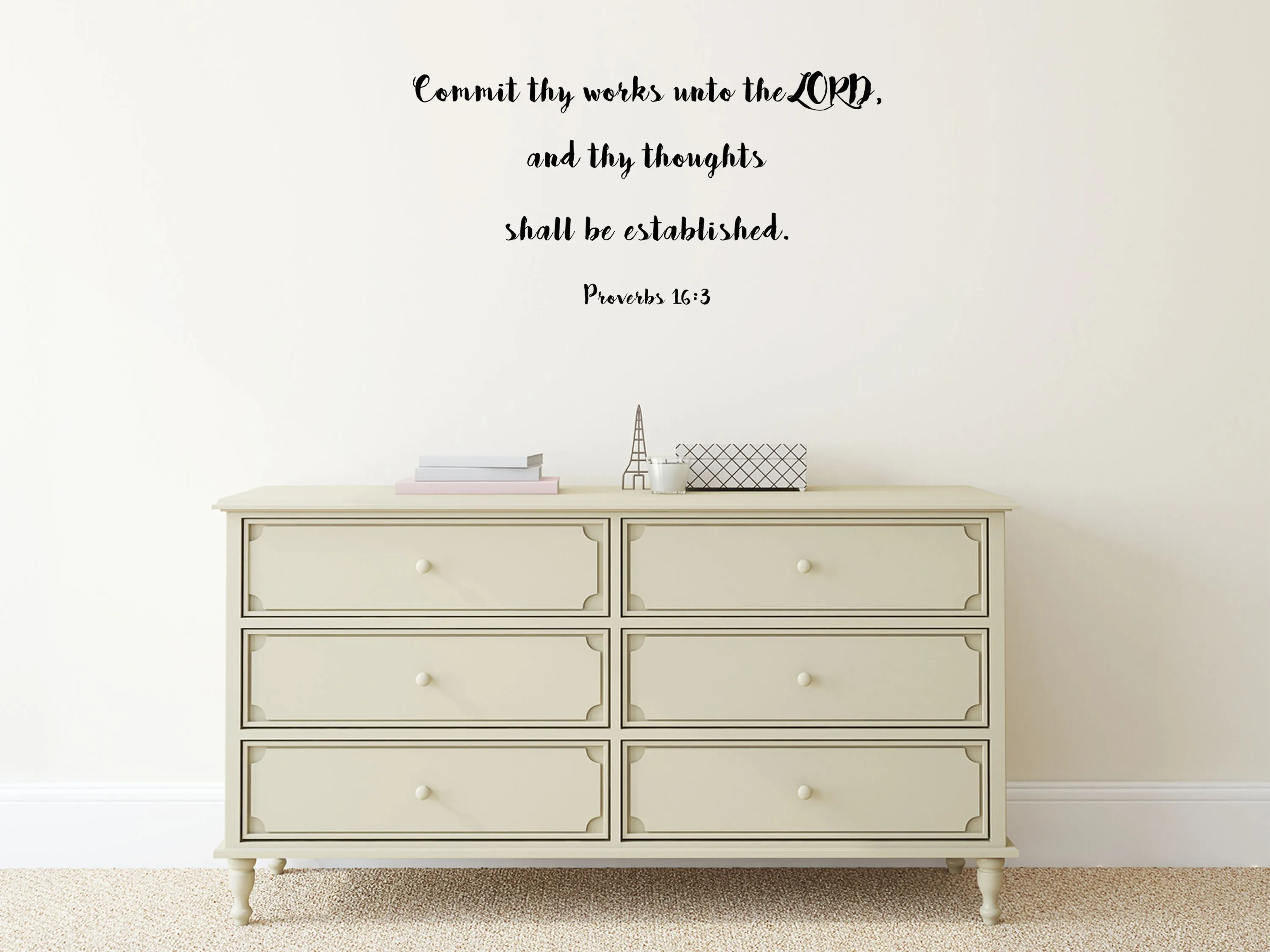 Proverbs 16:3 Christian KJV Wall Decal Sticker - Commit Thy Works Unto The Lord Scripture - Proverbs Wall Decal - Religious Wall Decal