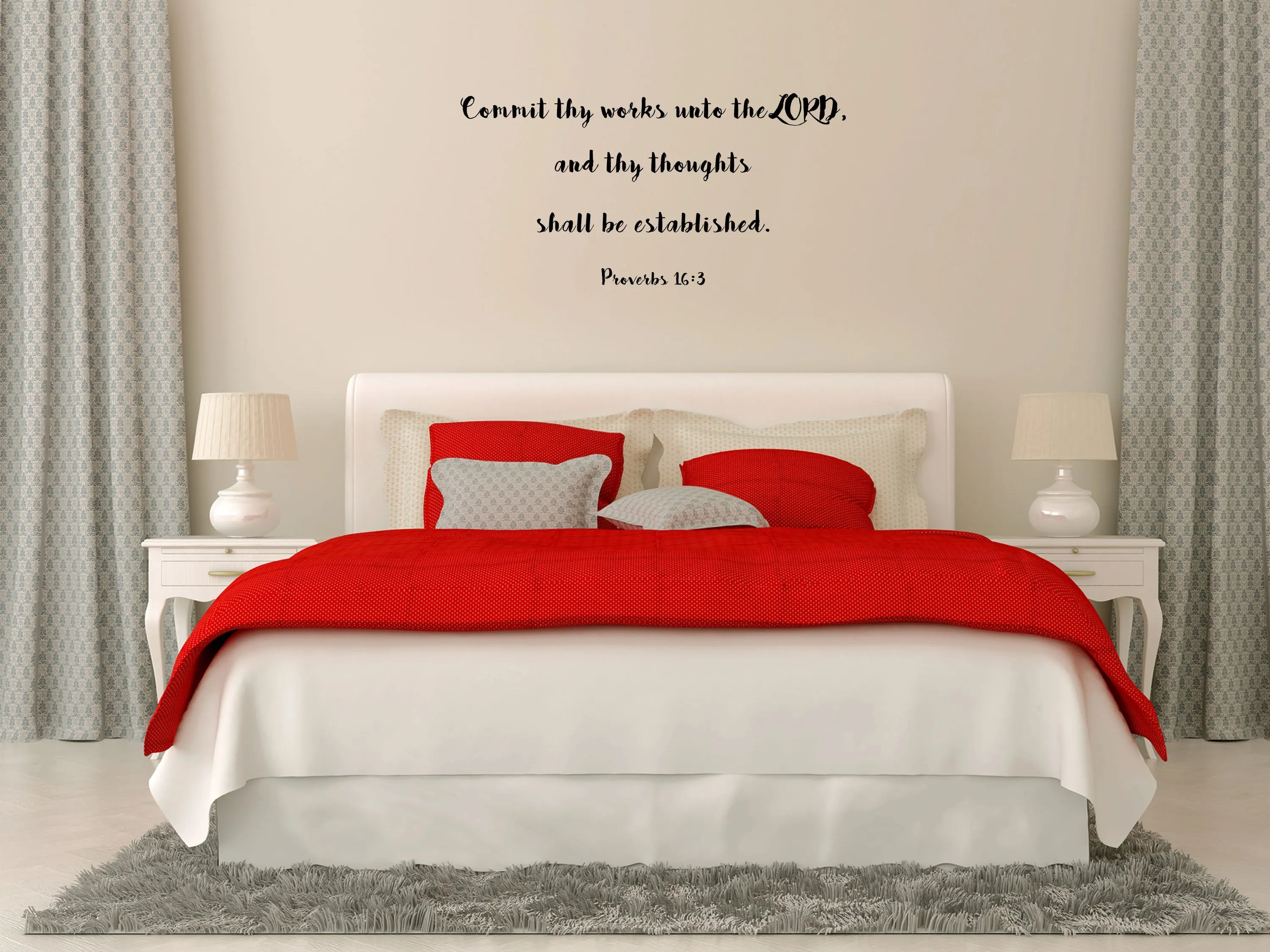 Proverbs 16:3 Christian KJV Wall Decal Sticker - Commit Thy Works Unto The Lord Scripture - Proverbs Wall Decal - Religious Wall Decal