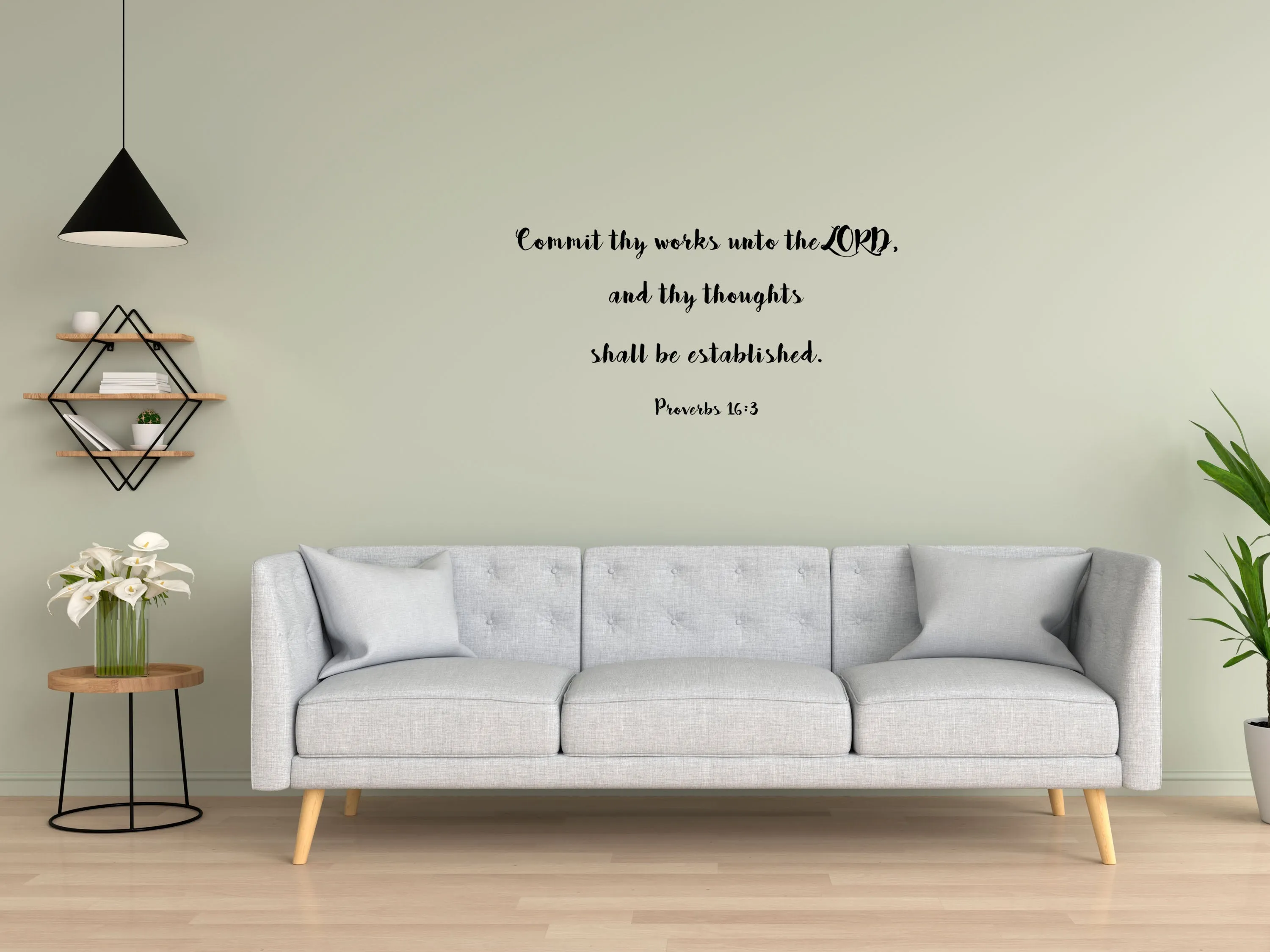 Proverbs 16:3 Christian KJV Wall Decal Sticker - Commit Thy Works Unto The Lord Scripture - Proverbs Wall Decal - Religious Wall Decal