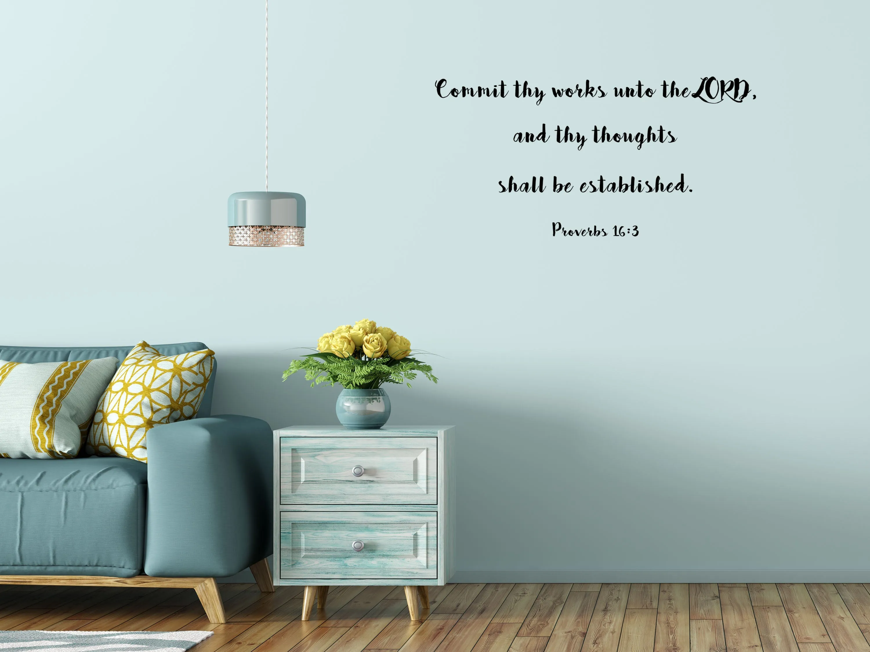 Proverbs 16:3 Christian KJV Wall Decal Sticker - Commit Thy Works Unto The Lord Scripture - Proverbs Wall Decal - Religious Wall Decal