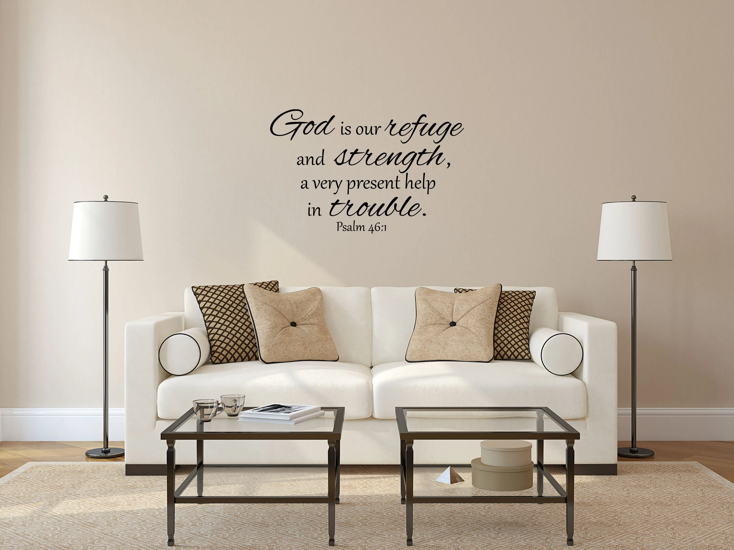 Psalm 46:1 God Is Our Refuge KJV Vinyl Wall Decal - Refuge Wall Decal Very Present Help - Bible Verse Wall Decal