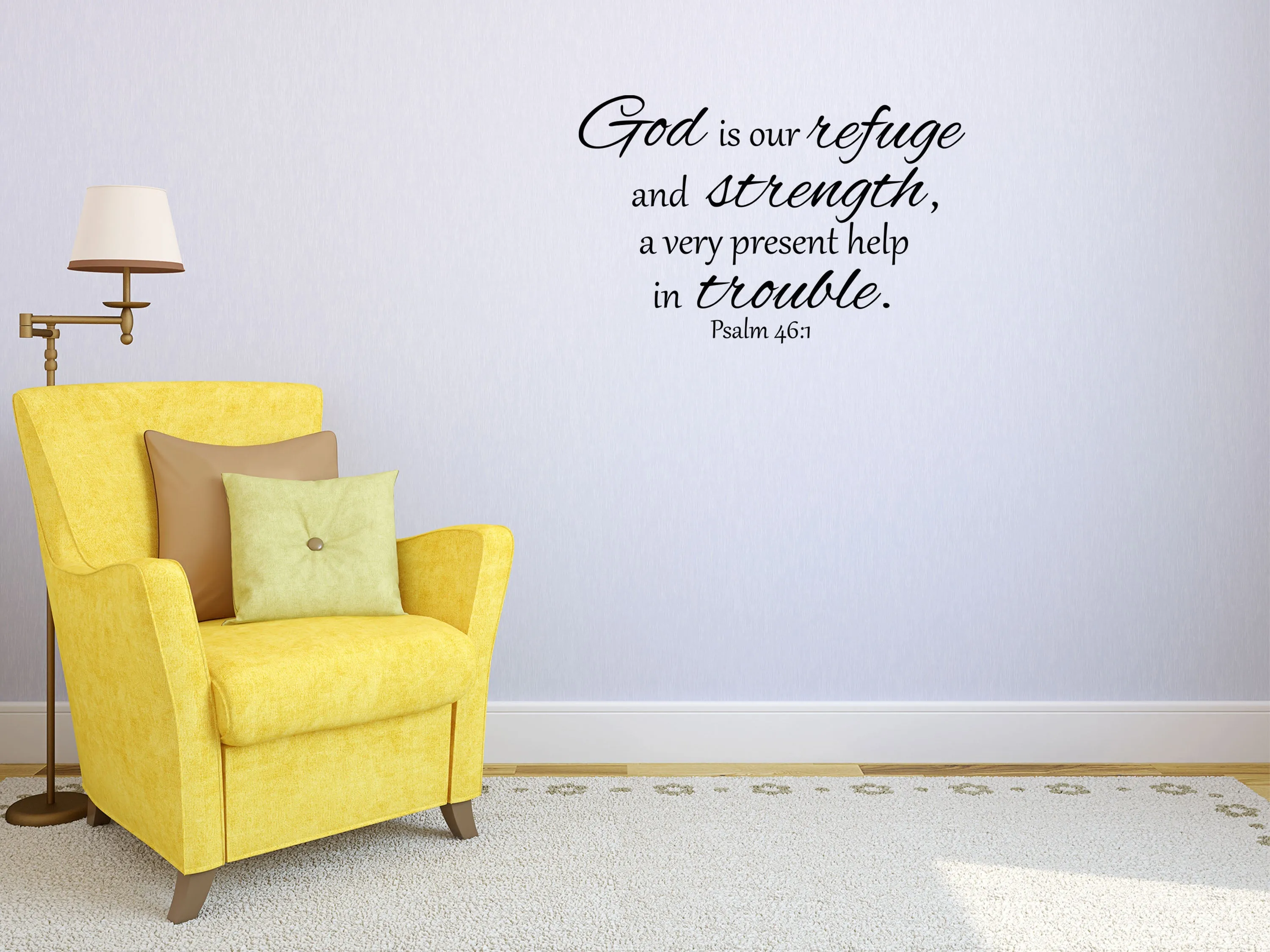 Psalm 46:1 God Is Our Refuge KJV Vinyl Wall Decal - Refuge Wall Decal Very Present Help - Bible Verse Wall Decal