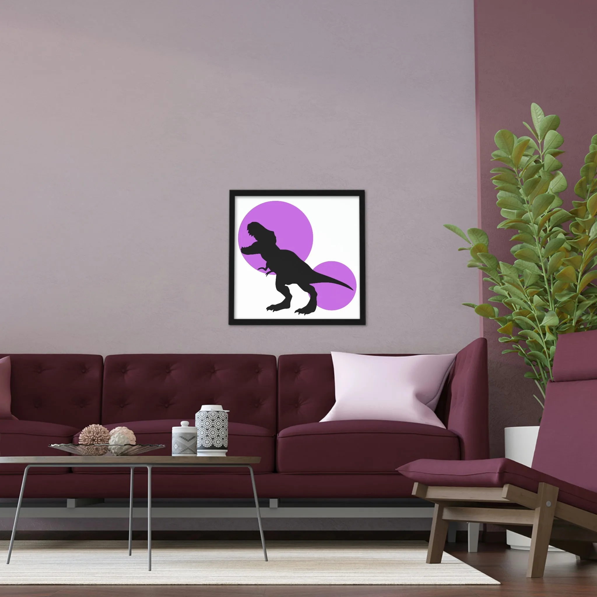 Purple Tyrannosaurus Rex Design Framed Poster