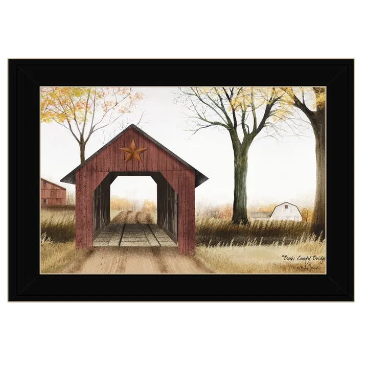 "Bucks County Bridge" By Billy Jacobs, Black Frame 14x10