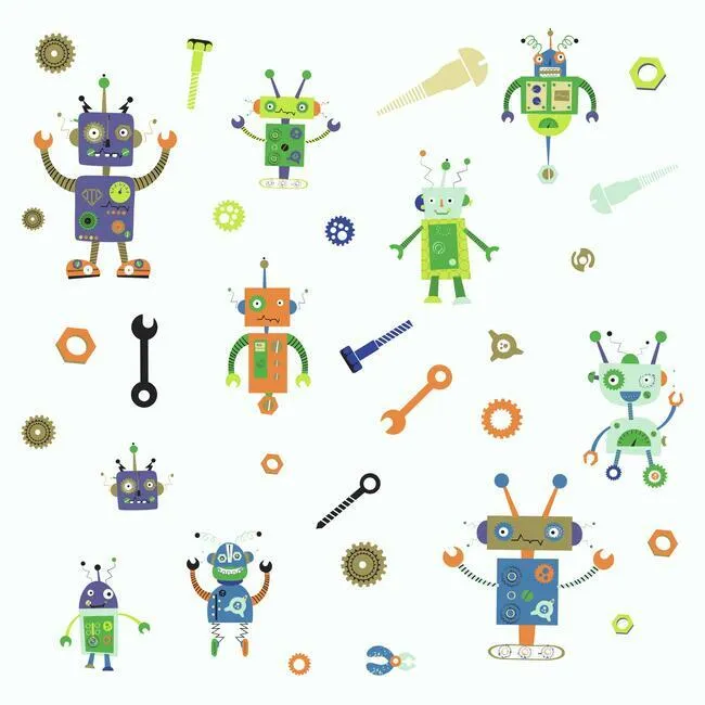 Robots Peel and Stick Wall Decals