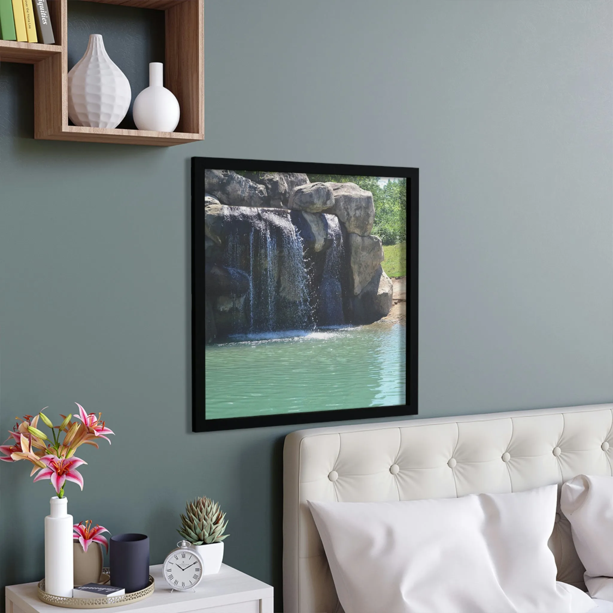 Rock Waterfall Framed Poster