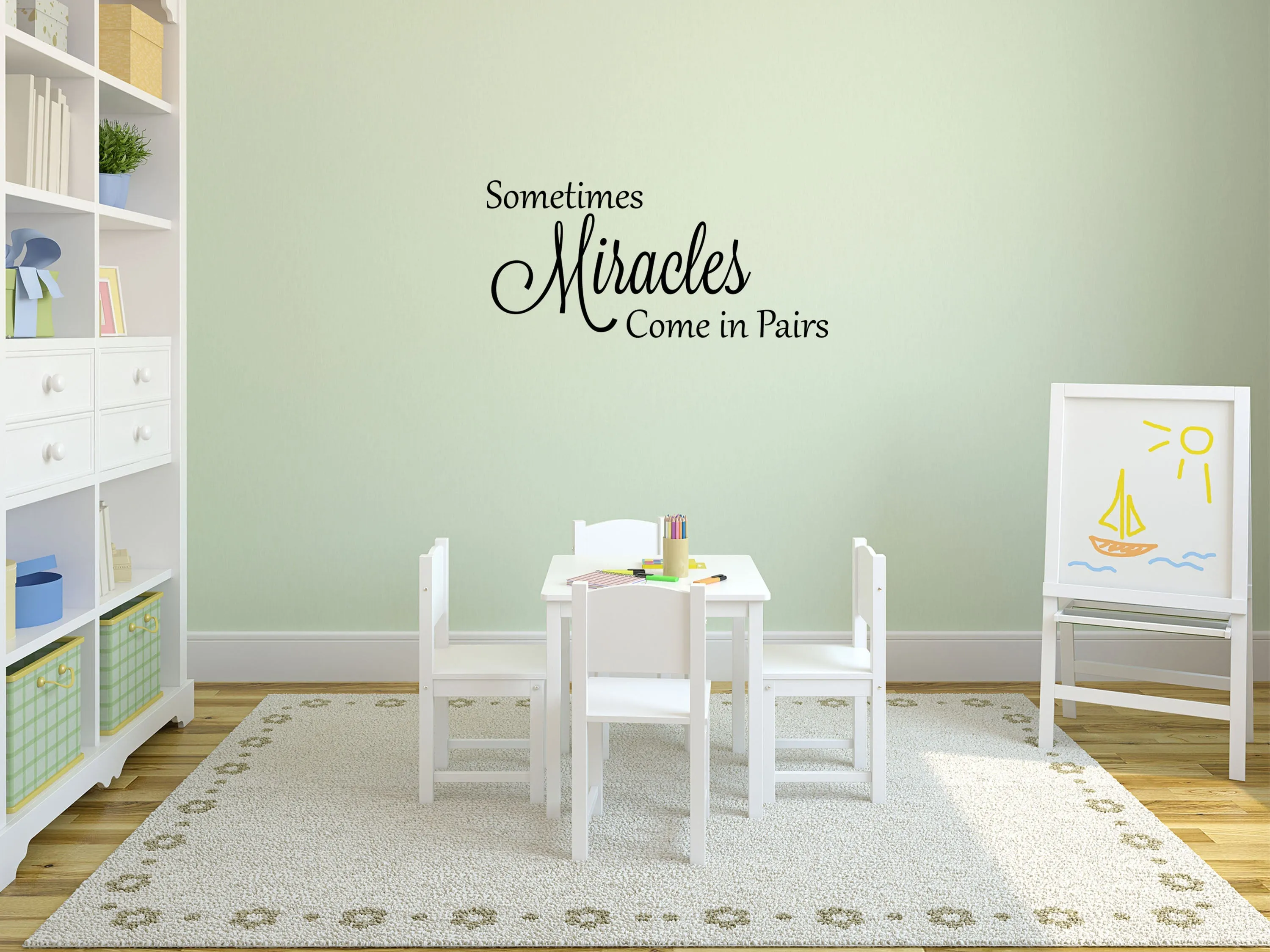 Sometimes Miracles Come In Pairs Vinyl Wall Decal - Twins Baby Gift - Twins Wall Quote - Twins Vinyl Wall Art - Vinyl Decals Twins Decal