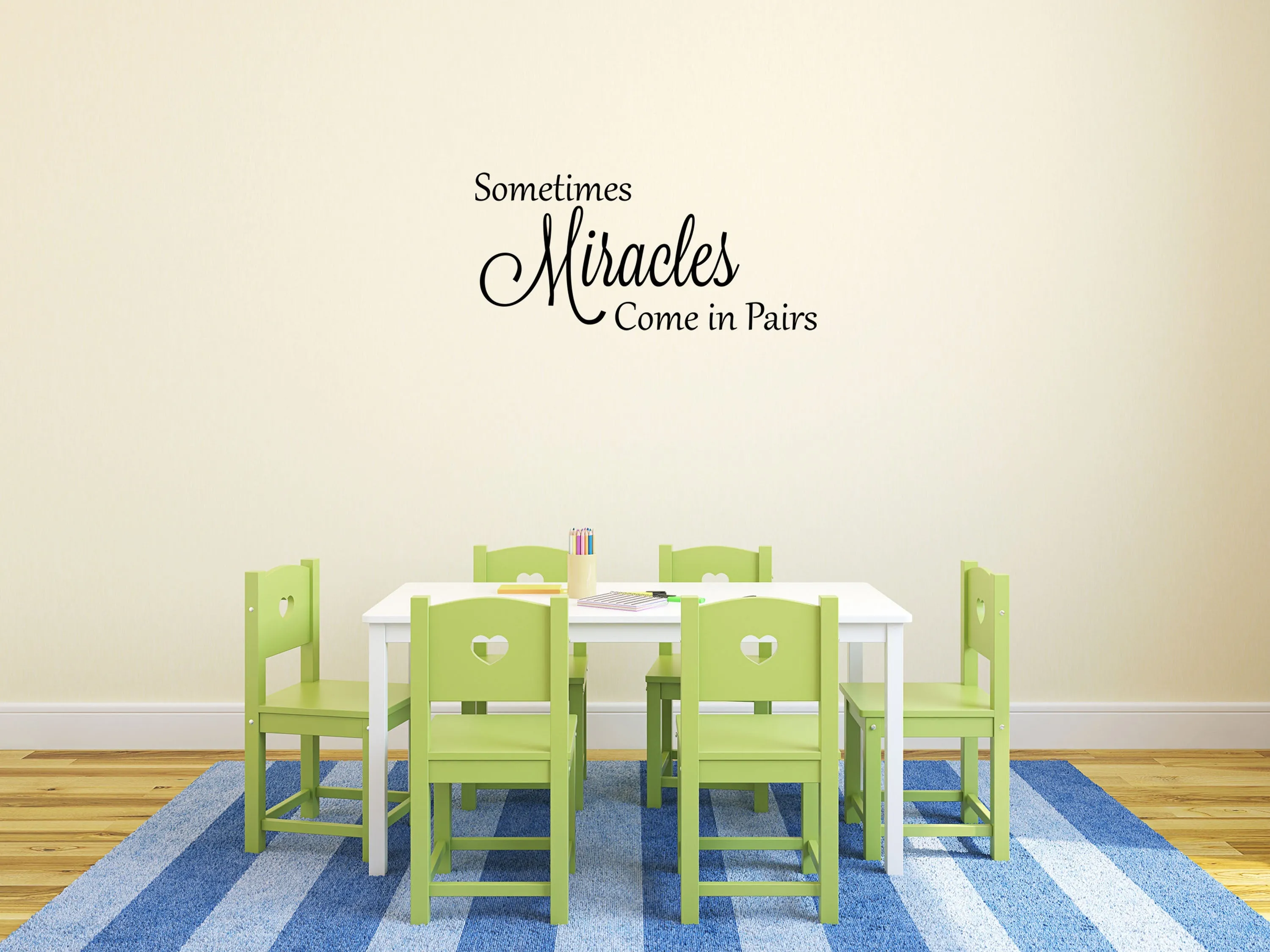 Sometimes Miracles Come In Pairs Vinyl Wall Decal - Twins Baby Gift - Twins Wall Quote - Twins Vinyl Wall Art - Vinyl Decals Twins Decal